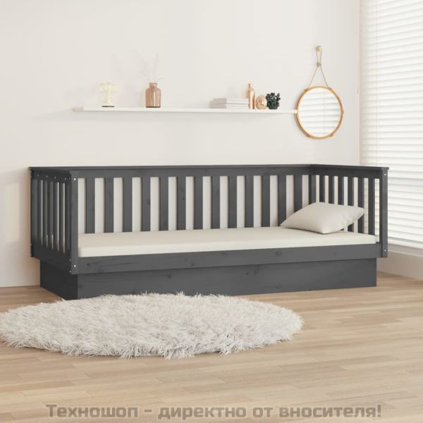 Дневно легло Сиво 100x200 см масивно борово дърво