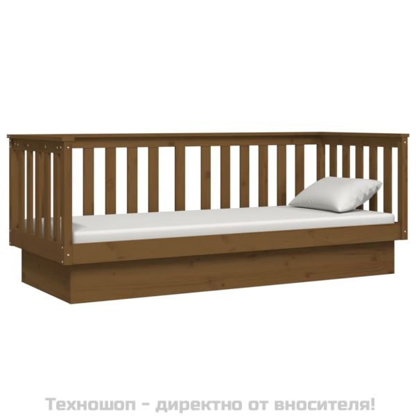 Дневно легло, меденокафяво, борово дърво масив, 75x190 см