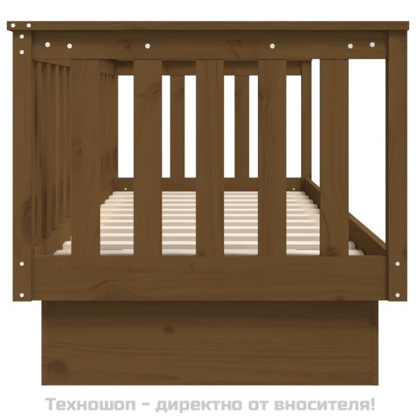 Дневно легло, меденокафяво, борово дърво масив, 75x190 см