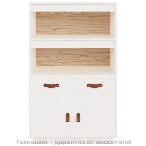 Висок шкаф, бял, 67x40x108,5 см, борово дърво масив