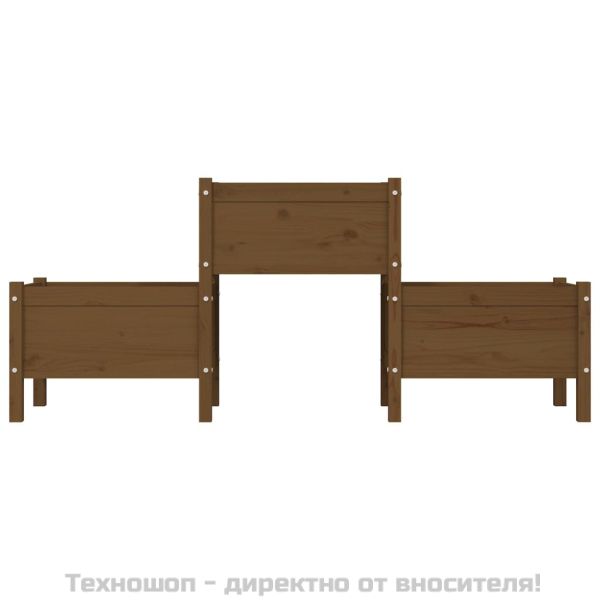Плантер, меденокафяв, 178,5x44x75 см, борово дърво масив