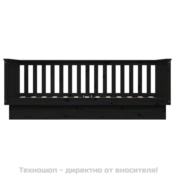 Дневно легло, черно, 100x200 см, борово дърво масив