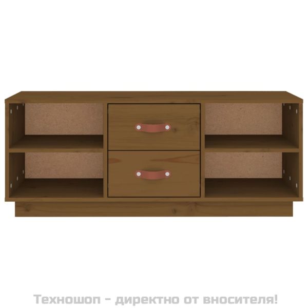 ТВ шкаф, меденокафяв, 100x34x40 см, бор масив