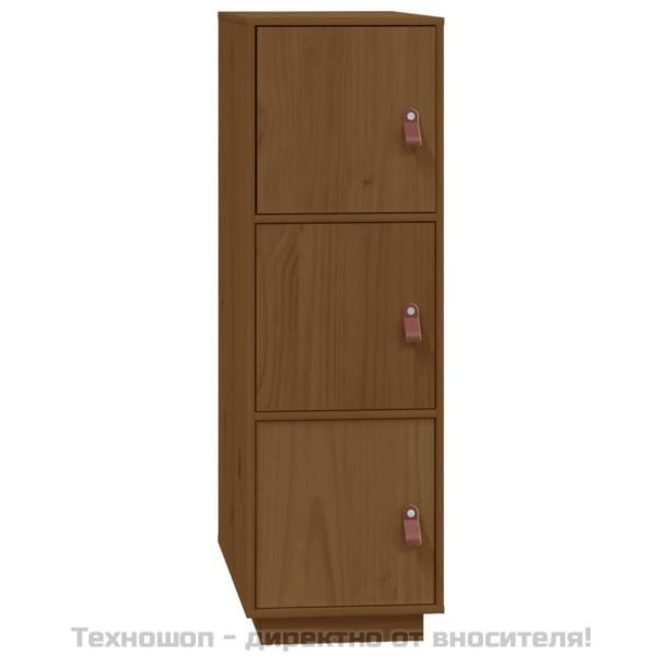 Висок шкаф, меденокафяв, 34x40x108,5 см, борово дърво масив