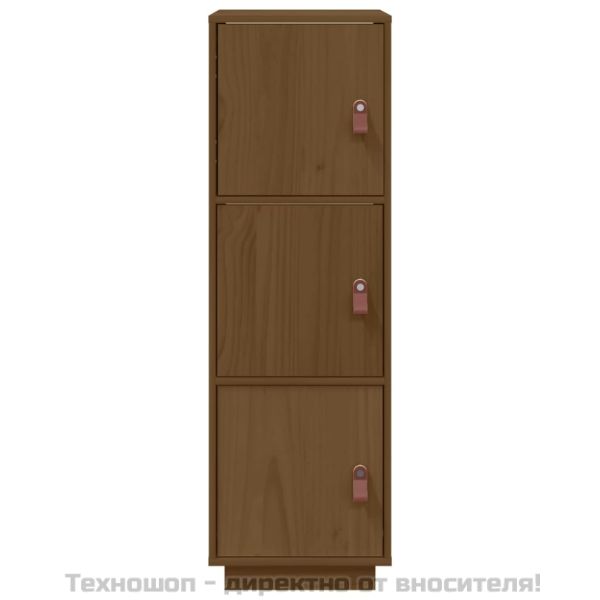 Висок шкаф, меденокафяв, 34x40x108,5 см, борово дърво масив
