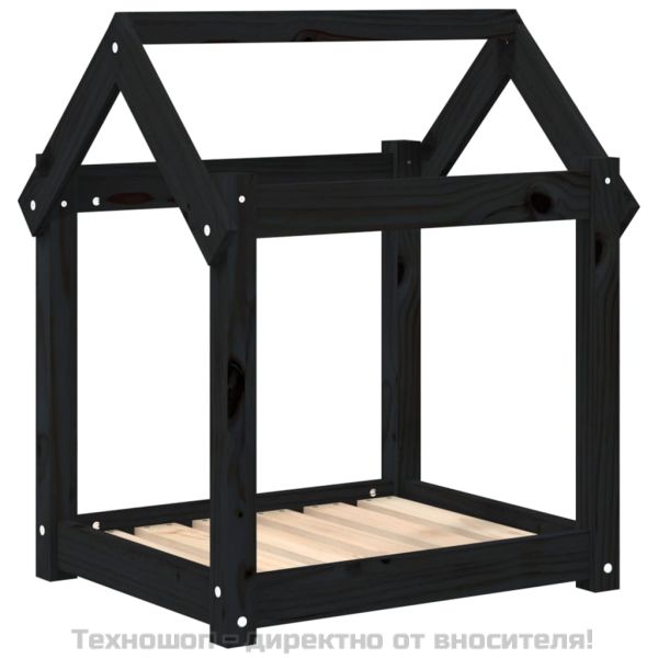 Кучешко легло, черно, 61x50x70 см, борова дървесина масив