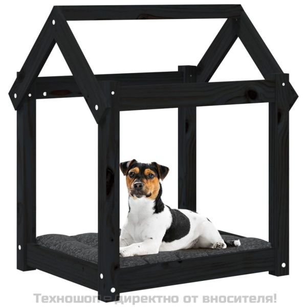 Кучешко легло, черно, 61x50x70 см, борова дървесина масив