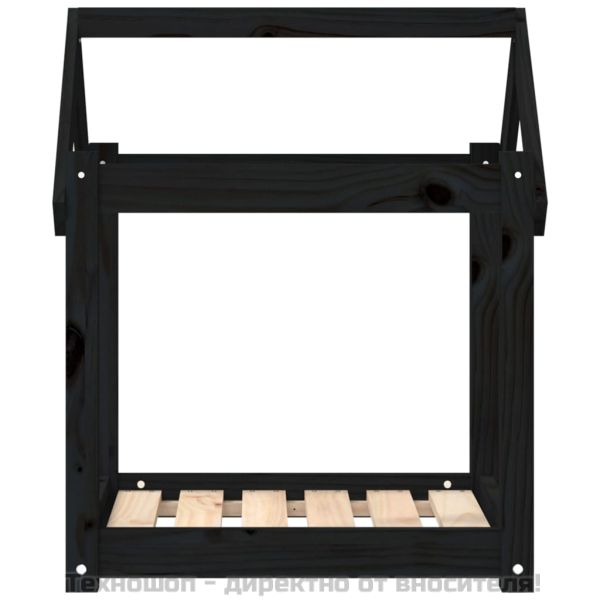 Кучешко легло, черно, 61x50x70 см, борова дървесина масив