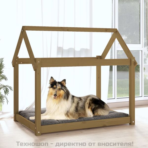 Кучешко легло, меденокафяво, 101x70x90 см, бор масив