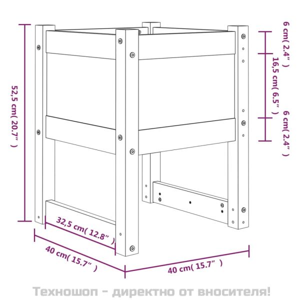 Плантери, 2 бр, бяла, 40x40x52,5 см, борово дърво масив