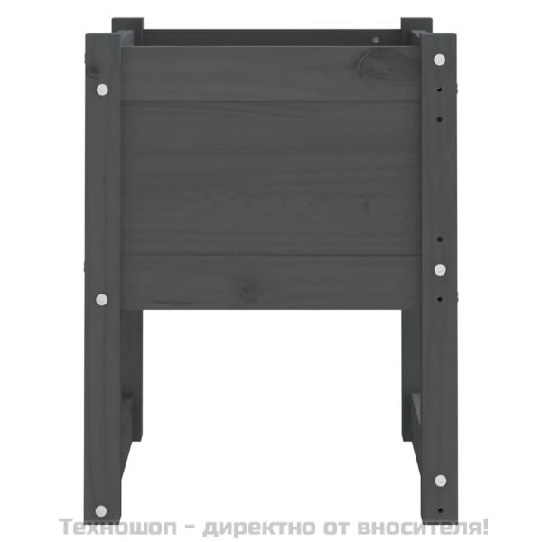 Плантер, сив, 40x40x52,5 см, борово дърво масив