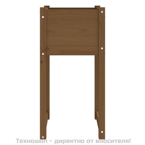 Плантер, меденокафяв, 40x40x81 см, борово дърво масив