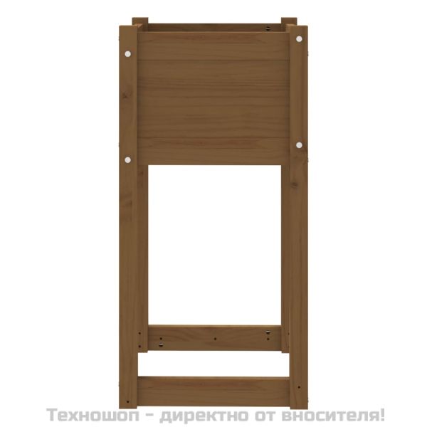 Плантер, меденокафяв, 40x40x81 см, борово дърво масив