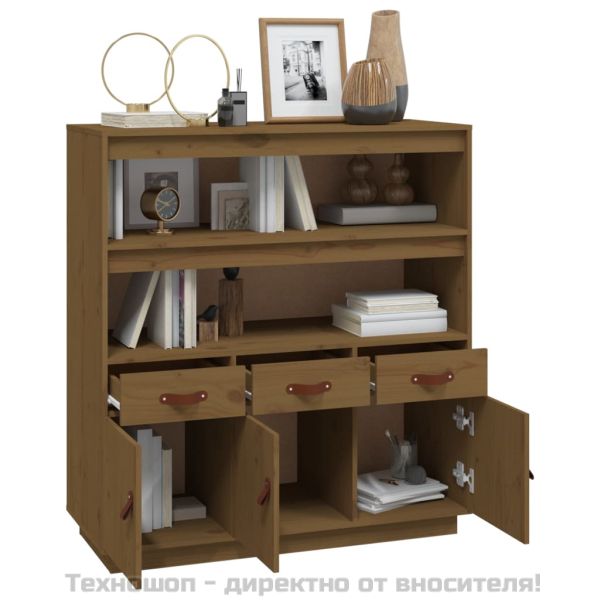 Висок шкаф, меденокафяв, 100x40x108,5 см, борово дърво масив