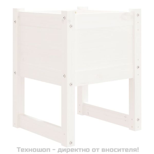 Плантер, бяла, 40x40x52,5 см, борово дърво масив