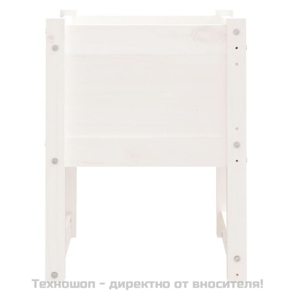 Плантер, бяла, 40x40x52,5 см, борово дърво масив