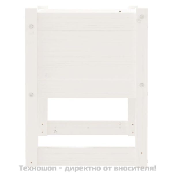 Плантер, бяла, 40x40x52,5 см, борово дърво масив