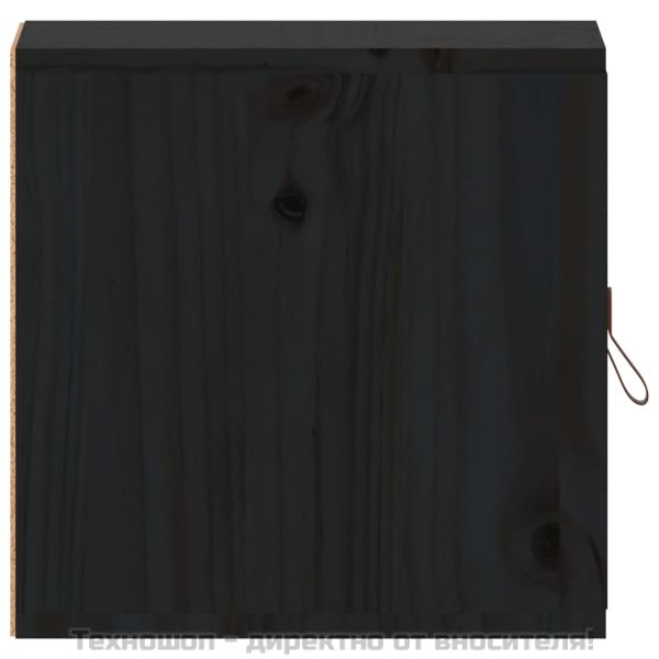 Стенен шкаф, черен, 31,5x30x30 см, борово дърво масив