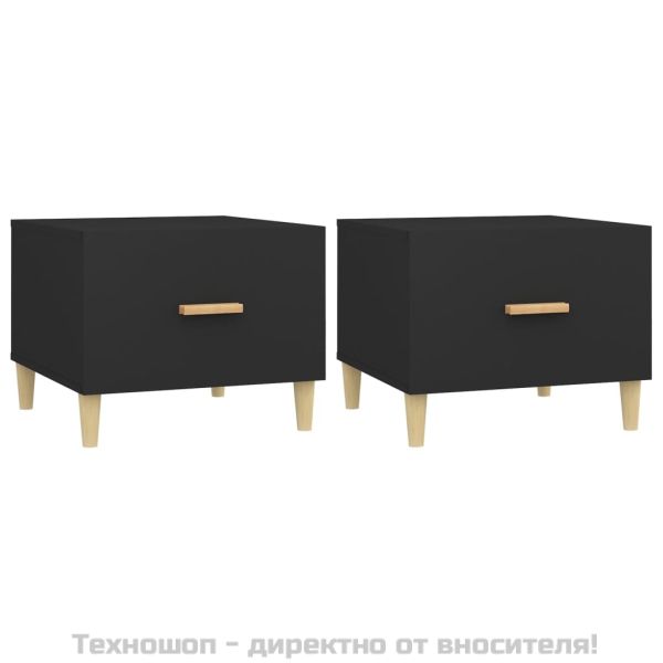 Кафе маси, 2 бр, черни, 50x50x40 см, инженерно дърво