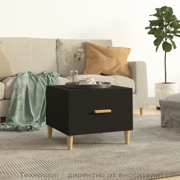 Кафе маси, 2 бр, черни, 50x50x40 см, инженерно дърво