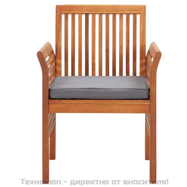 Градински трапезен стол с възглавница, акация масив