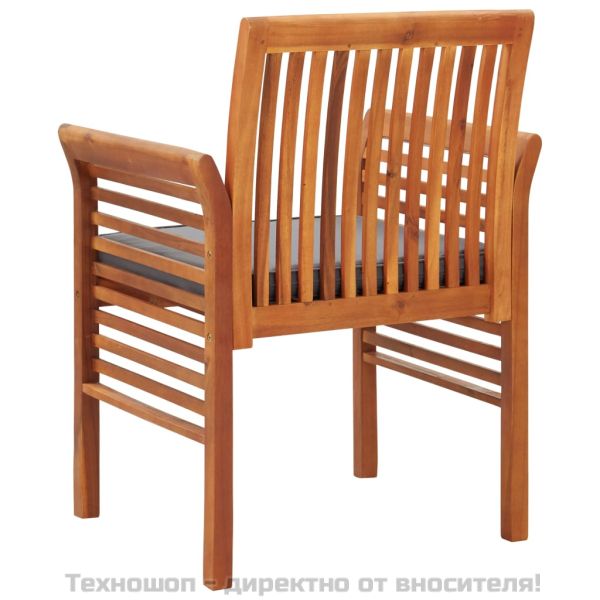 Градински трапезен стол с възглавница, акация масив