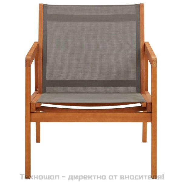 Градински релакс стол сив евкалиптово дърво масив и textilene