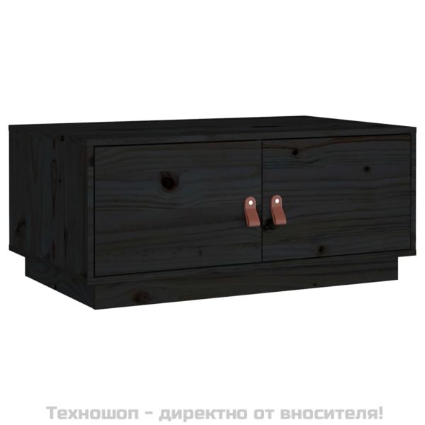 Кафе маса, чернa, 80x50x35 см, борово дърво масив