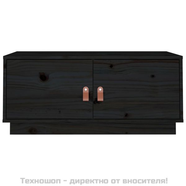 Кафе маса, чернa, 80x50x35 см, борово дърво масив