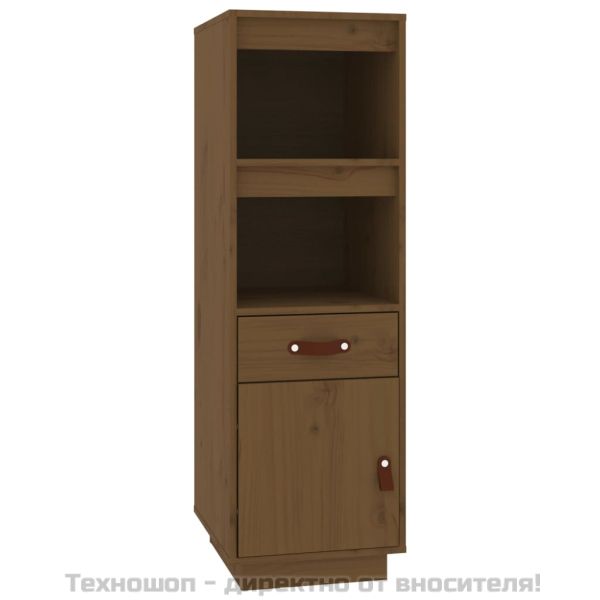 Висок шкаф, меденокафяв, 34x40x108,5 см, борово дърво масив