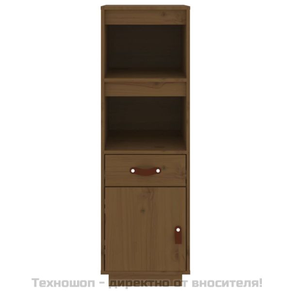 Висок шкаф, меденокафяв, 34x40x108,5 см, борово дърво масив