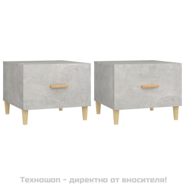 Кафе маси, 2 бр, Бетонно сиво, 50x50x40 см, инженерно дърво