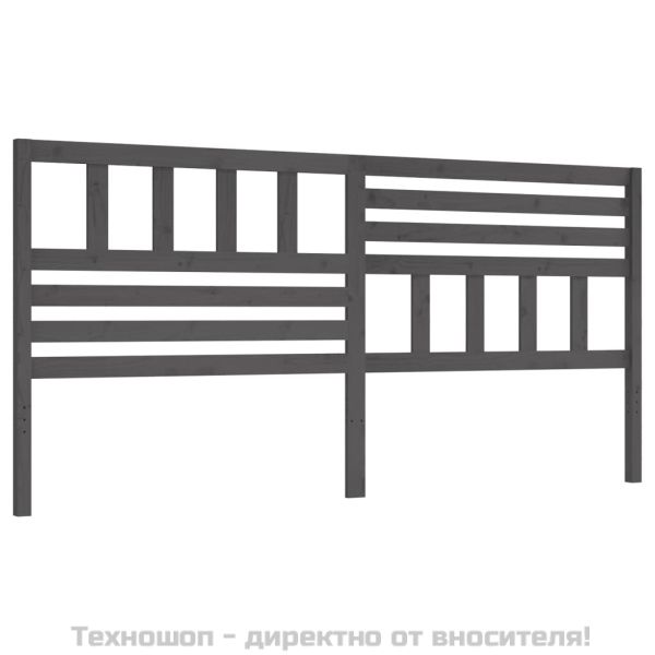 Горна табла за легло, сива, 206x4x100 см, бор масив