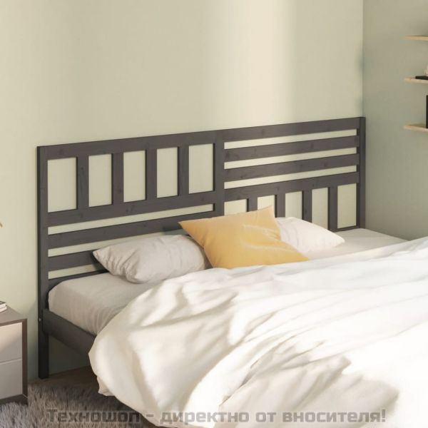 Горна табла за легло, сива, 206x4x100 см, бор масив