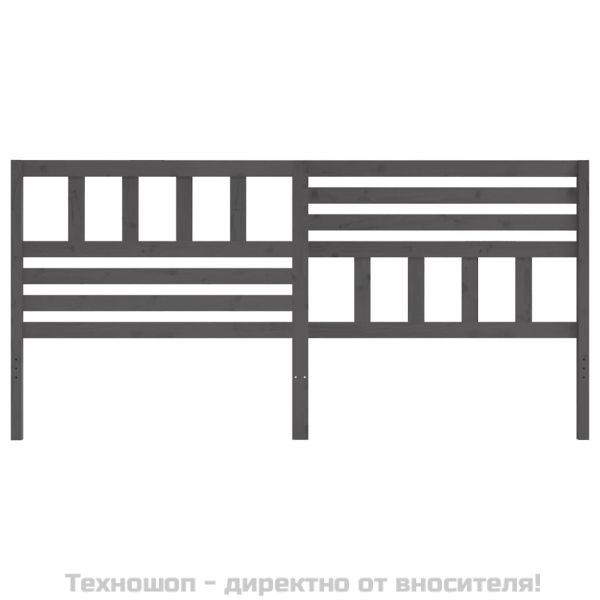 Горна табла за легло, сива, 206x4x100 см, бор масив