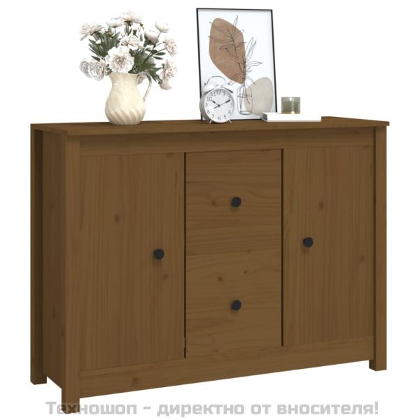 Сайдборд, меденокафяв, 100x35x74 см, бор масив