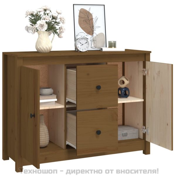 Сайдборд, меденокафяв, 100x35x74 см, бор масив