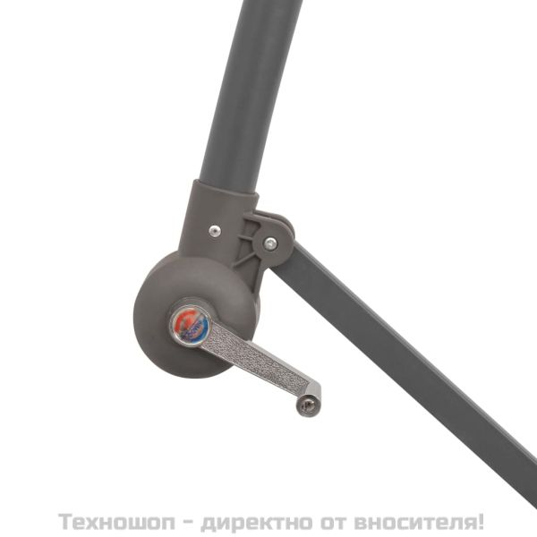 Окачен чадър с LED осветление, 300 см, зелен, метален прът