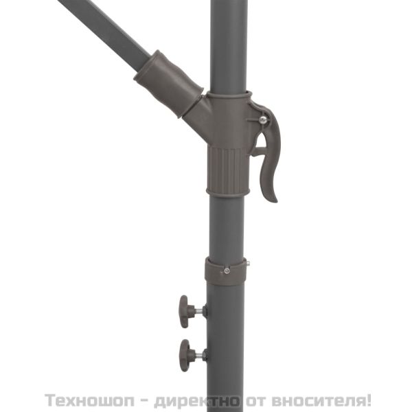 Окачен чадър с LED осветление, 300 см, зелен, метален прът