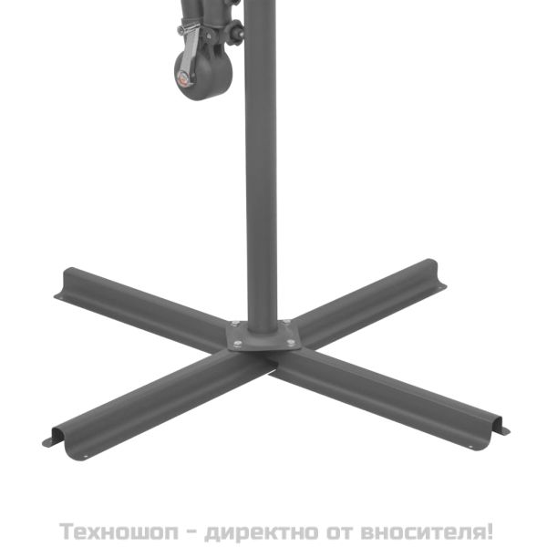 Окачен чадър с LED осветление, 300 см, зелен, метален прът