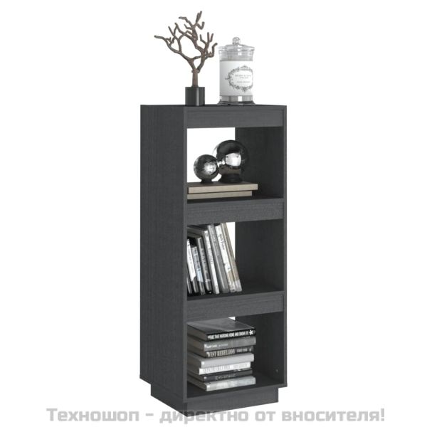 Библиотека/разделител за стая, сива, 40x35x103 см, бор масив