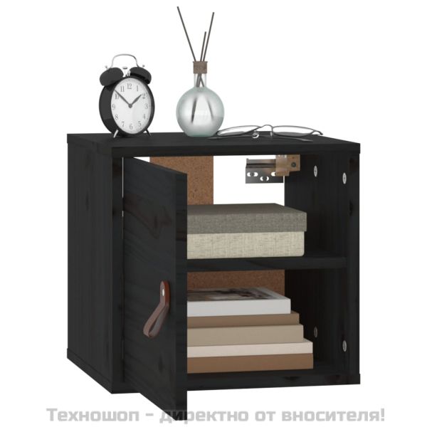 Стенни шкафове, 2 бр, черни, 31,5x30x30 см, бор масив