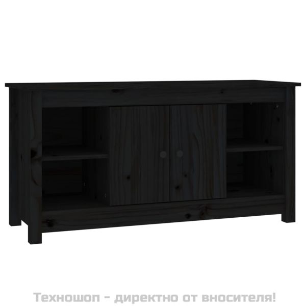 ТВ шкаф, черен, 103x36,5x52 см, бор масив