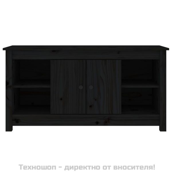 ТВ шкаф, черен, 103x36,5x52 см, бор масив
