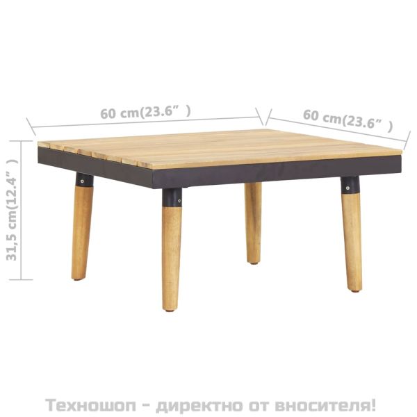 8-местен градински лаундж комплект с възглавници акация масив
