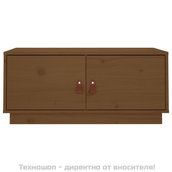 Кафе маса, меденокафява, 80x50x35 см, борово дърво масив