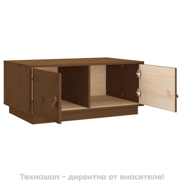 Кафе маса, меденокафява, 80x50x35 см, борово дърво масив