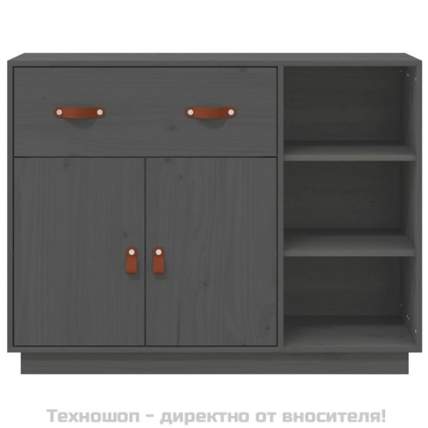 Сайдборд, сив, 98,5x40x75 см, бор масив