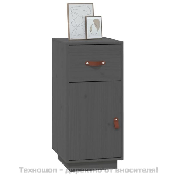 Сайдборд, сив, 34x40x75 см, бор масив