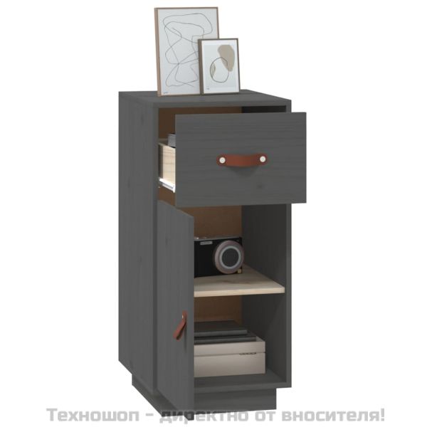 Сайдборд, сив, 34x40x75 см, бор масив